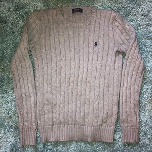 Grey Ralph Lauren Cable-Knit Cotton Sweater